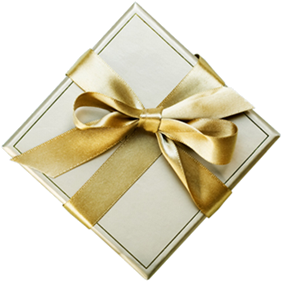 Подарочная коробка с золотым бантом